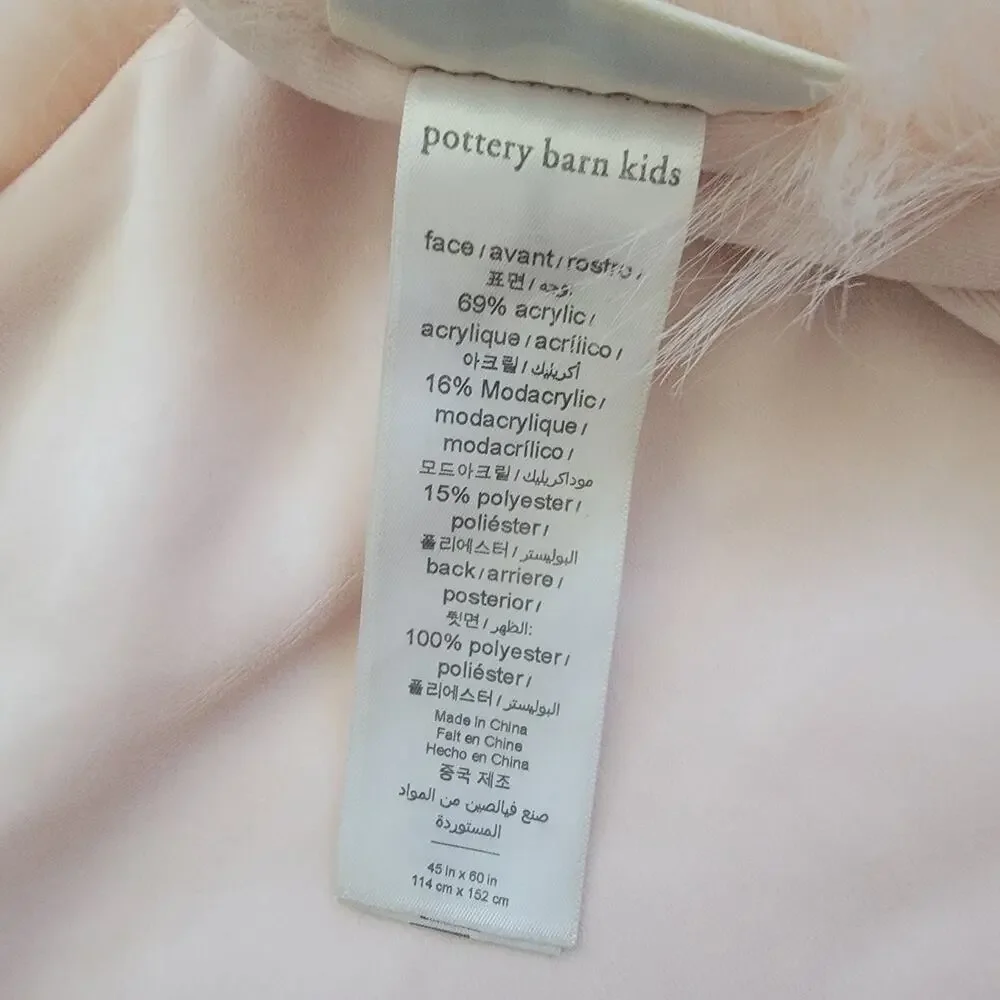 Pottery Barn Kids Faux Fur Eyelash Throw Blanket Rug Pink 45‎ x 60 Decor